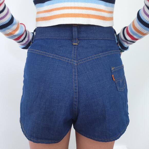 Vintage 1960s BIG E LEVI's Orange Tab Denim Shorts (Vtg 14) Fits Like a Small - Picture 1 of 14